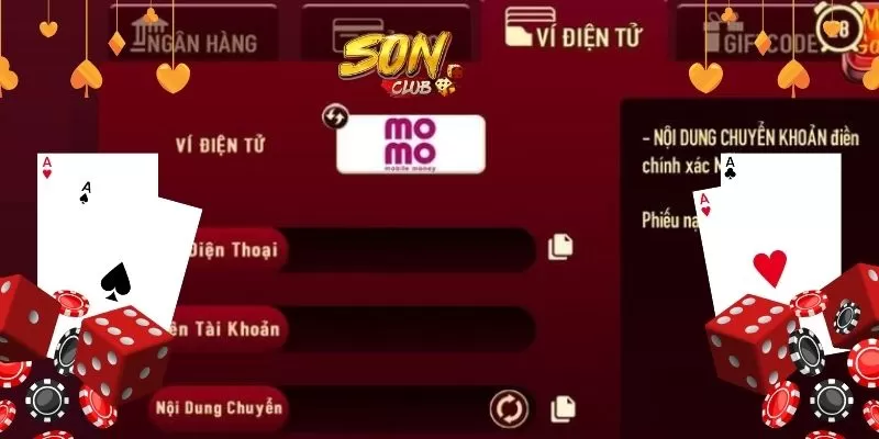 Nạp tiền SonClub qua Momo